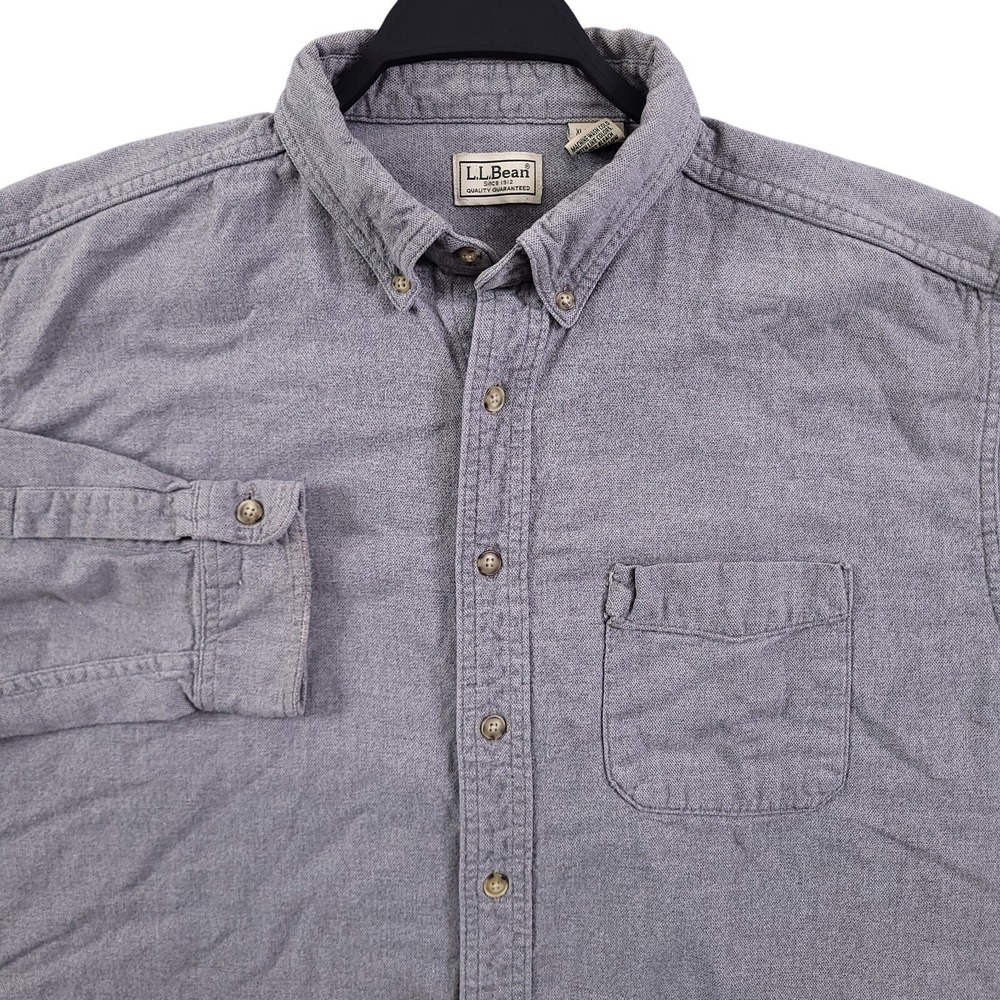 Vintage LL Bean Flannel Shirt Men XL Tall Gray Button Up Made in Canada